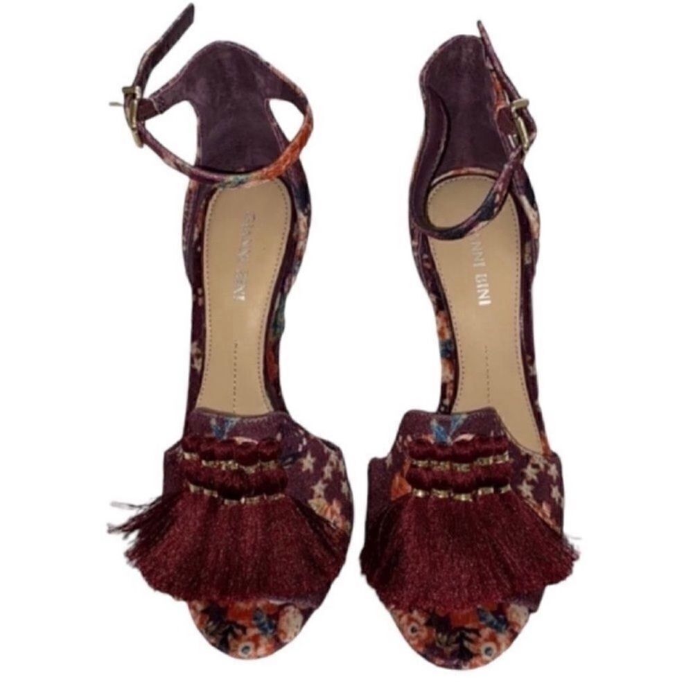 Gianni Bini Floral Print Burgundy Suede Open Toe
Pumps(Size 7) - Picture 4 of 9